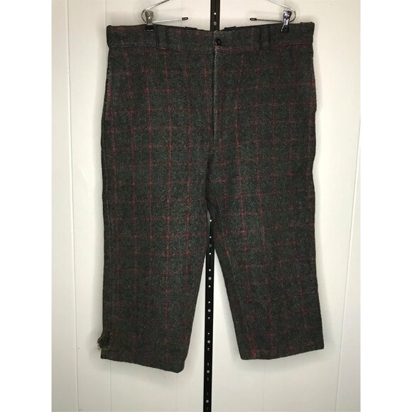 Vintage Johnson Woolen Mills Pants Mens 41x23 Wool Hunting Adirondack Plaid Crop - Picture 1 of 9